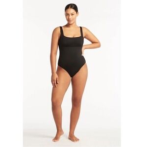 Sea Level Swim Black One Piece Adjustable Straps Eco Friendly Size 12